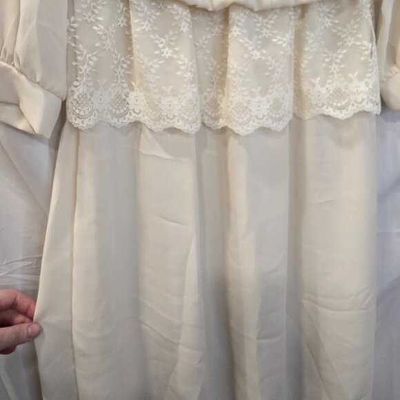 Vintage Monica Richards Dress Size 14 Pleated Ivory Lace - Picture 5 of 10